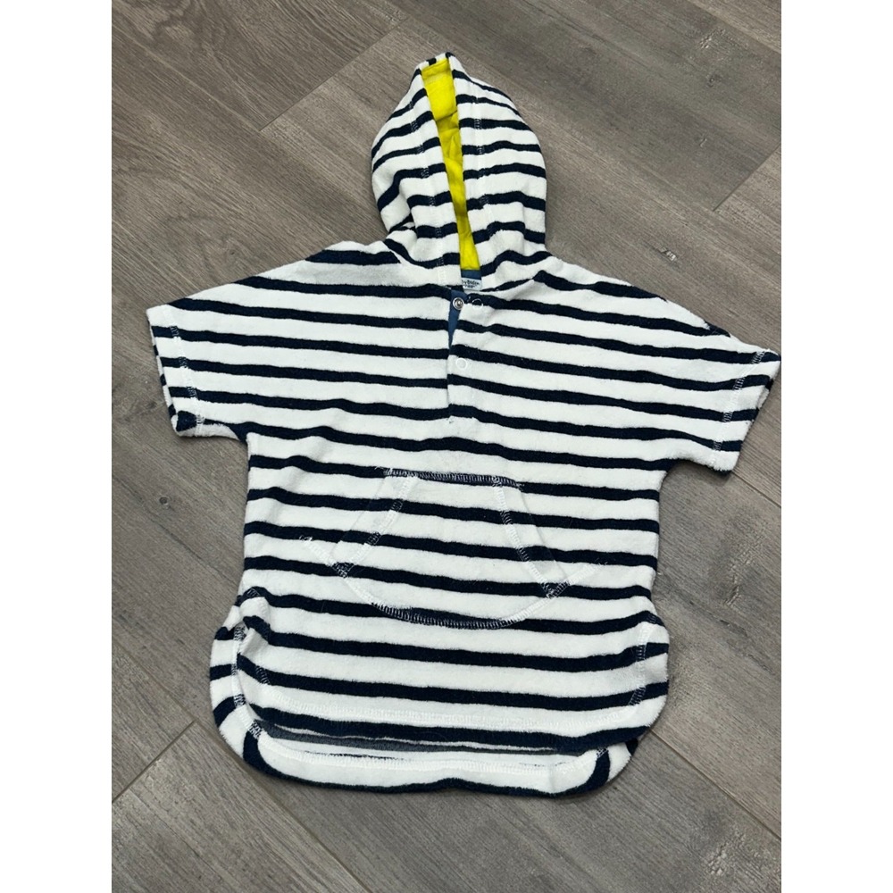 Baby Boden Beach‎ Cover Up Unisex 6-12 Months Navy White Striped Hooded Poncho